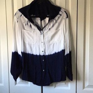 Rock & Republic Tie Dye Button Down Tunic Top Women XL